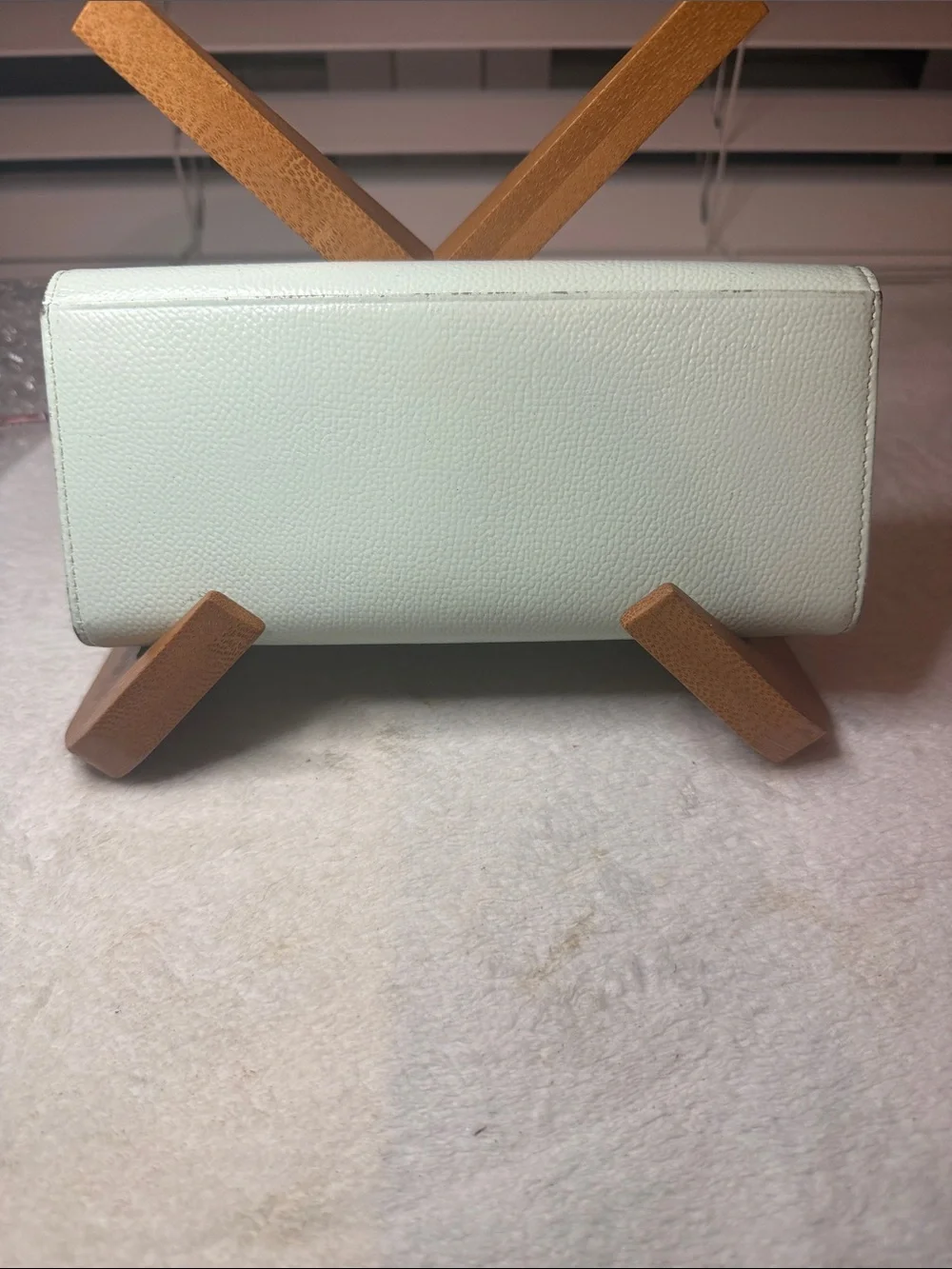 Samantha Thavasa Mint Green Petit Choice Pebbled Leather Wallet with Gold Trim